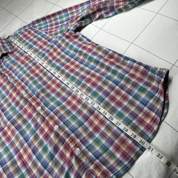 Carbon2Cobalt Shirt Mens XXL Multicolor Rainbow Plaid Cotton Button Up Casual - Picture 7 of 7